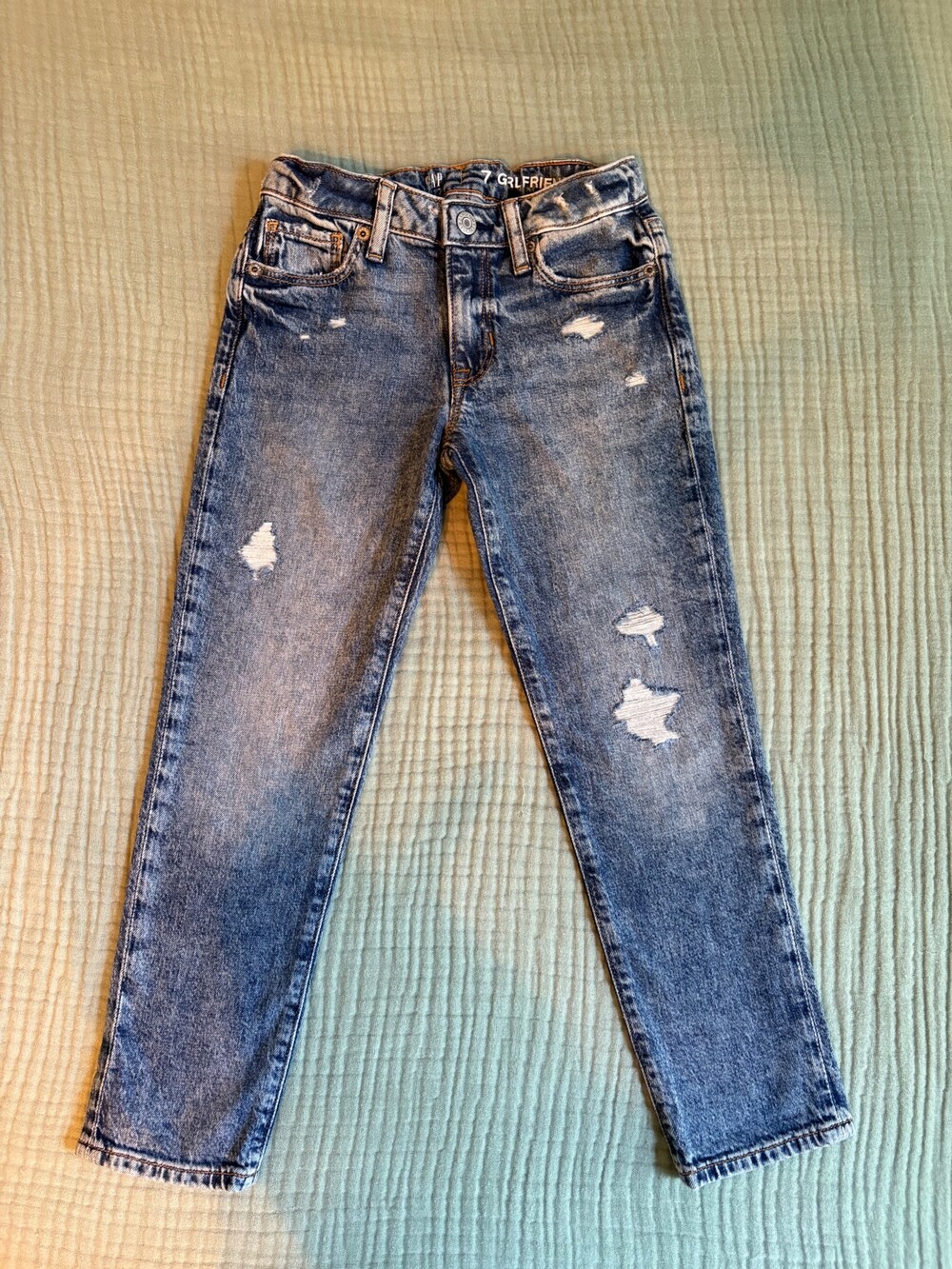 GAP 7 Girlfriend Kids Distressed Denim Jeans Size 7